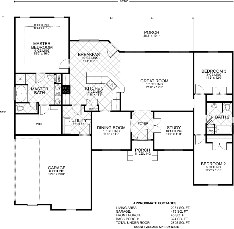 Hillsboro C - Custom Home Floor Plan